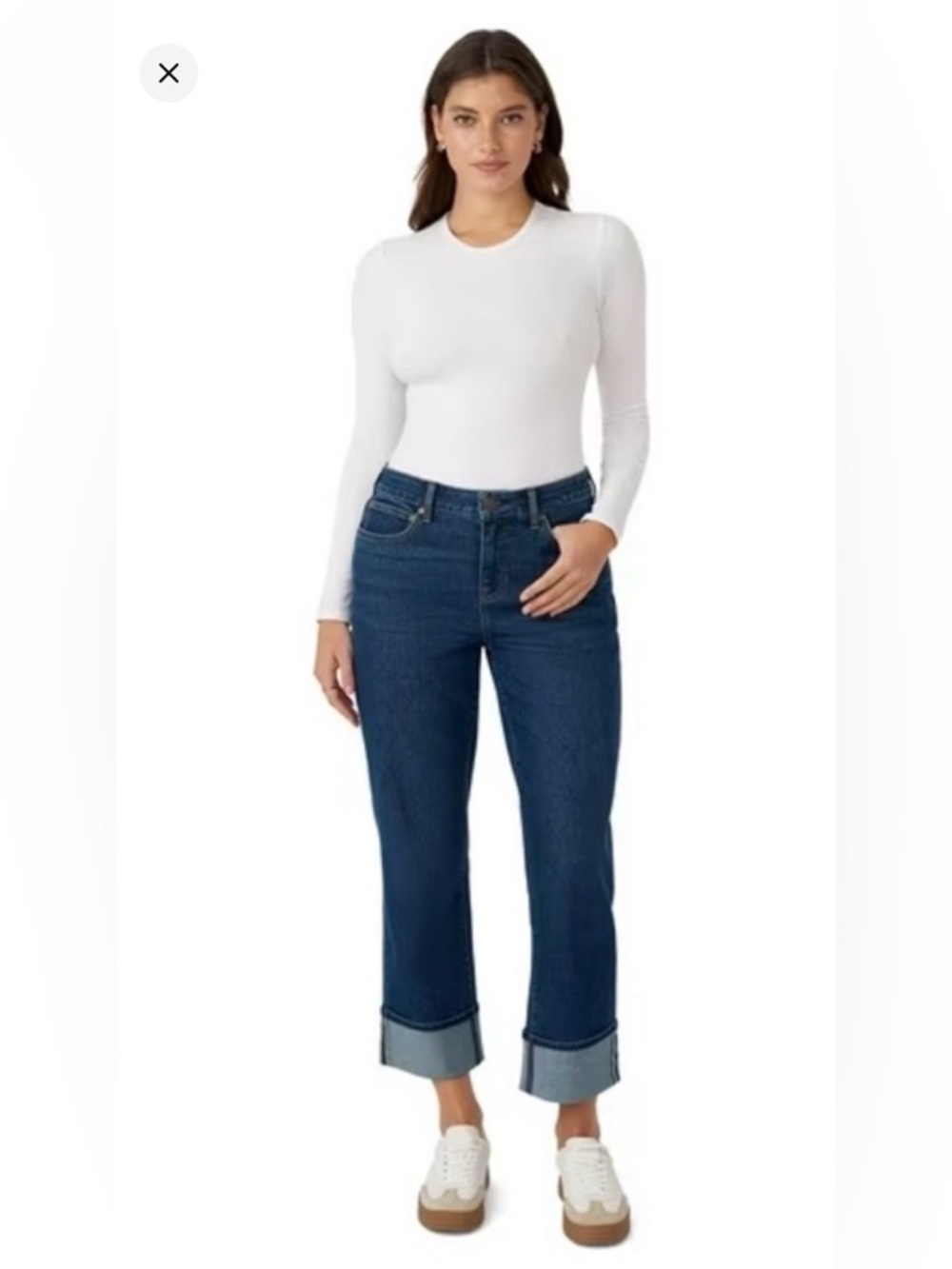 Edited x Hunter McGrady Cropped Wide Leg Cuffed Hem Jeans